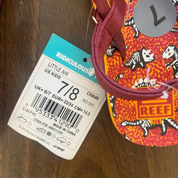 NWT Reef Little Ahi Sandals with Dinosaurs - size 7/8 - Picture 3 of 6
